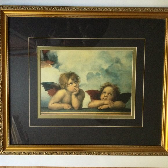 Print of angels cherubs fancy frame spiritual wall art home decor wall hanging - Picture 1 of 5